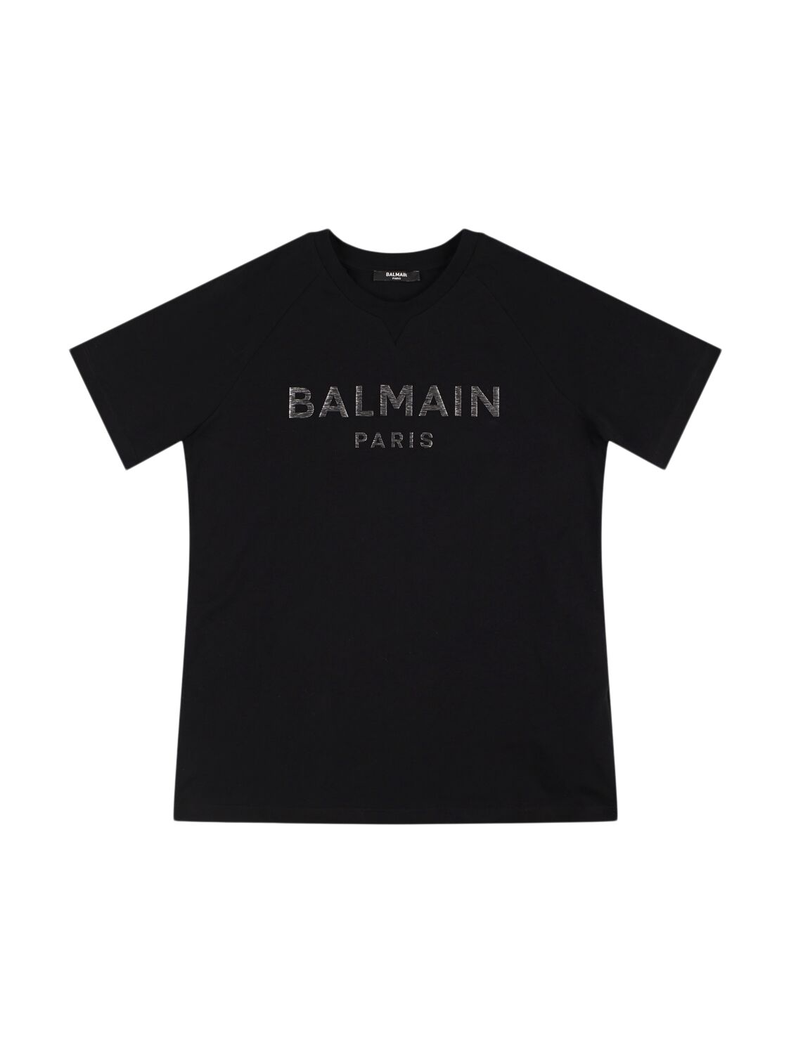 Balmain Babies' Cotton Jersey T-shirt W/ Logo In Black/silver