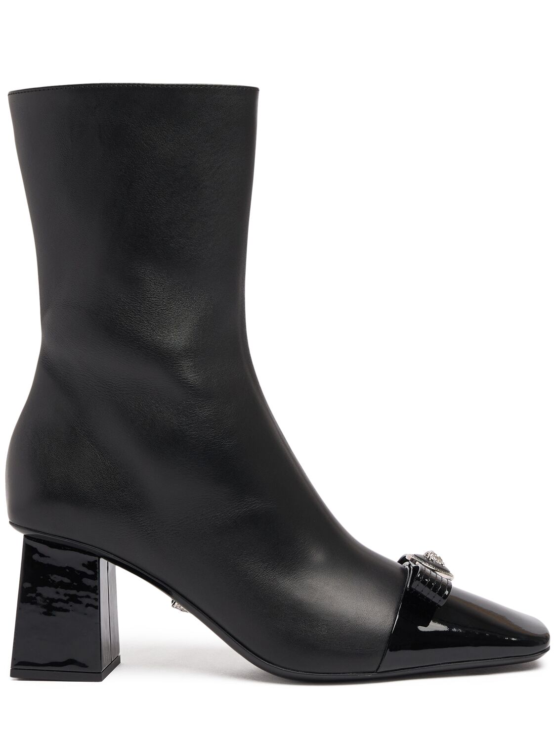 Shop Versace 70mm Leather Ankle Boots In Black