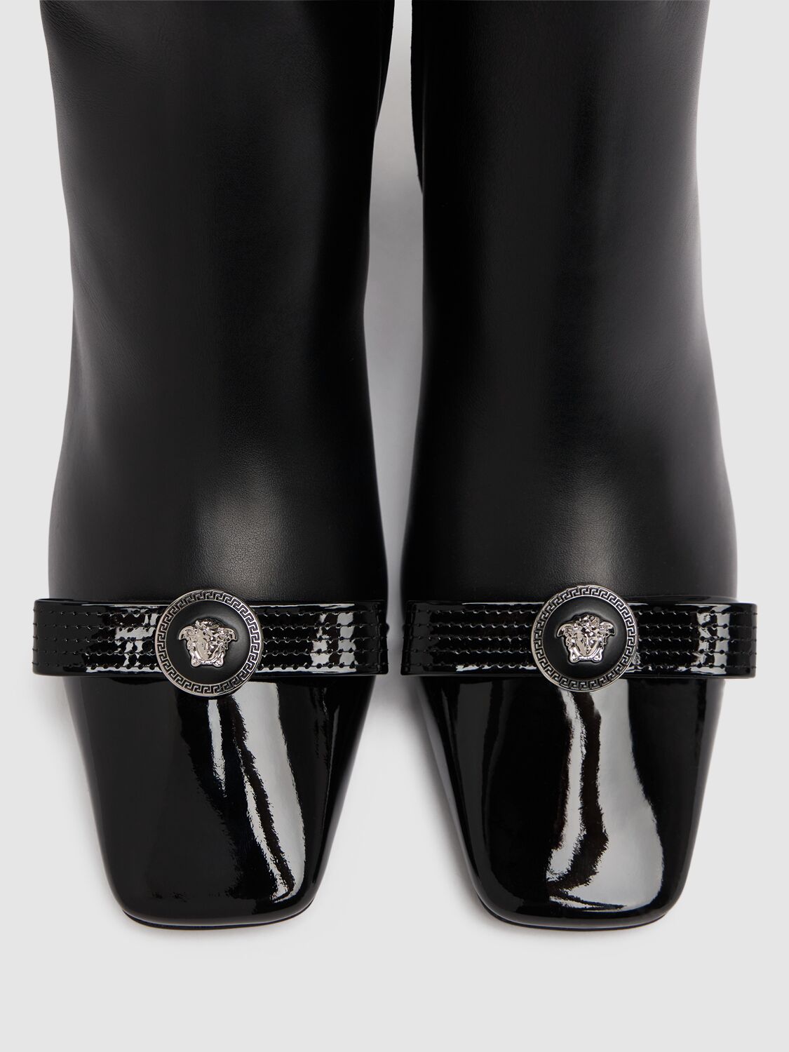 Shop Versace 70mm Leather Ankle Boots In Black