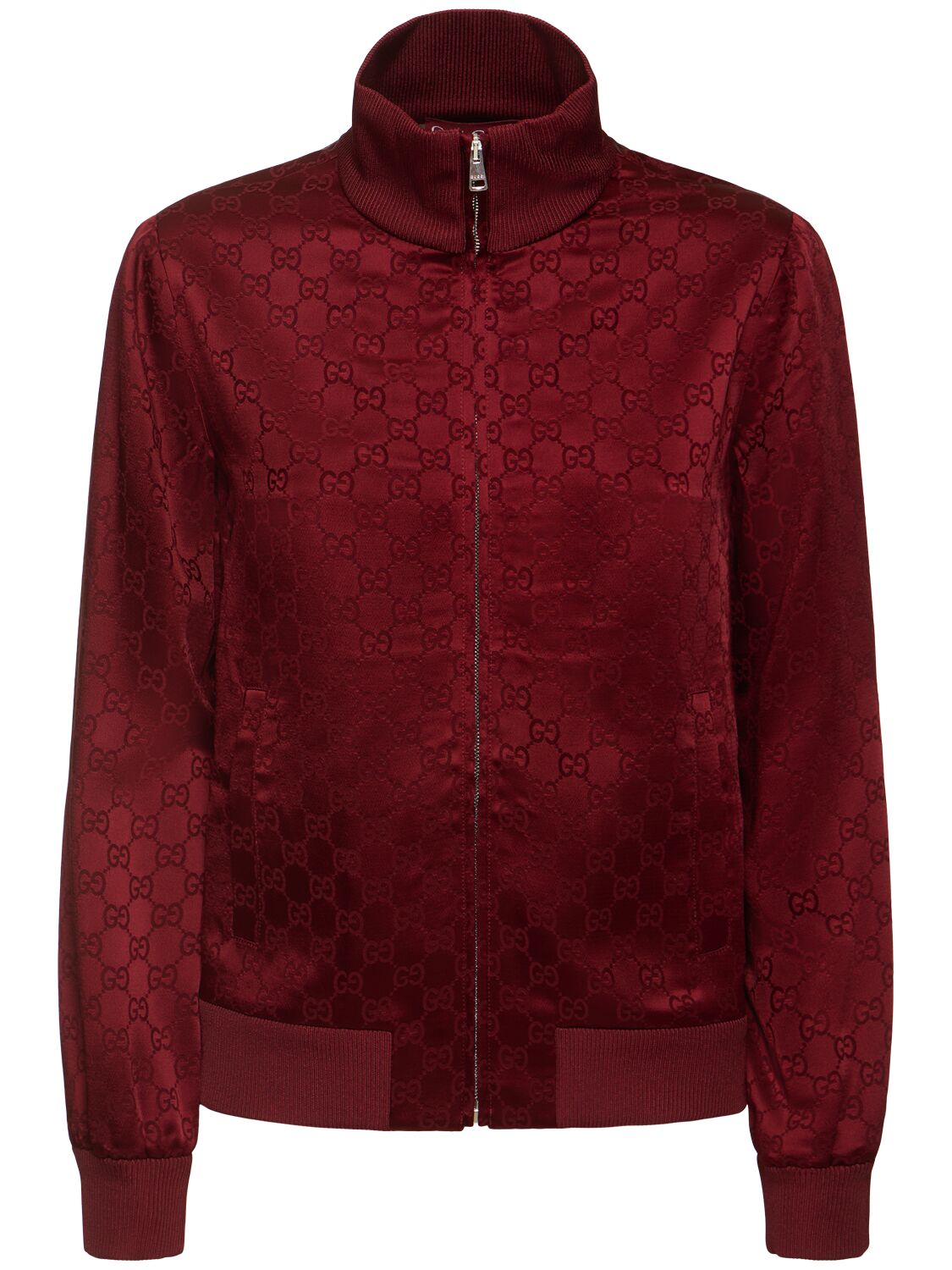 Gucci Women Gg Jacquard Zip-up Jacket In Red