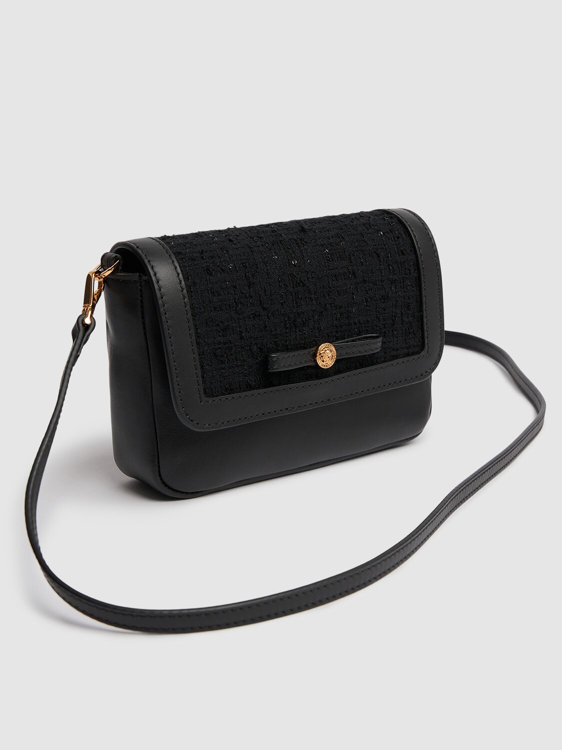 Shop Versace Leather Shoulder Bag In Black