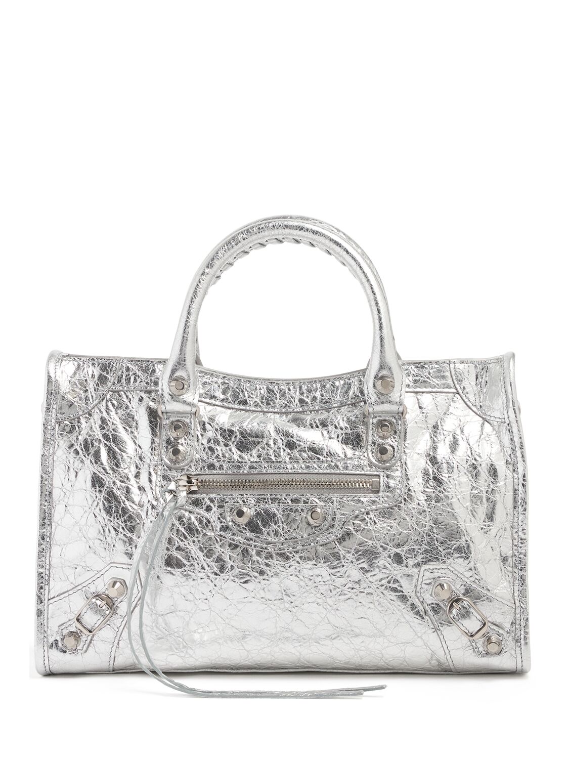 Balenciaga Small Le City Arena Lamb Bag In Silver