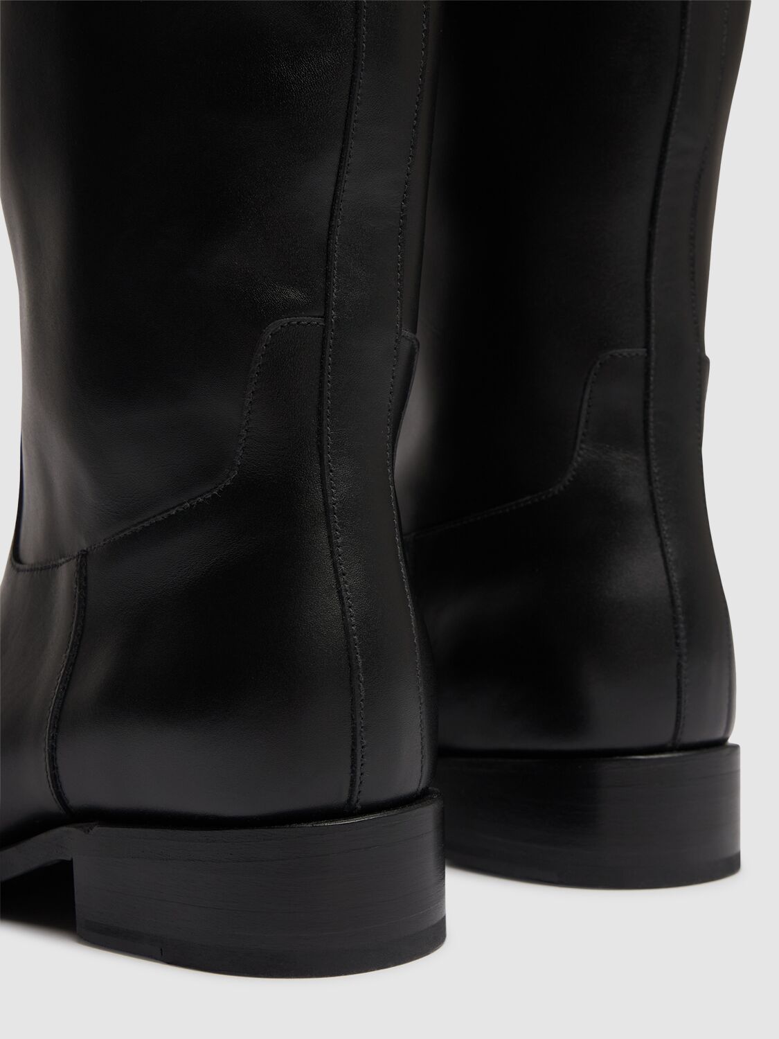 Shop Versace 25mm Leather Tall Boots In Black