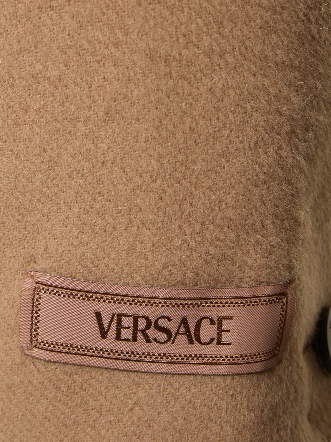 Shop Versace Wool & Cashmere Long Coat In Camel