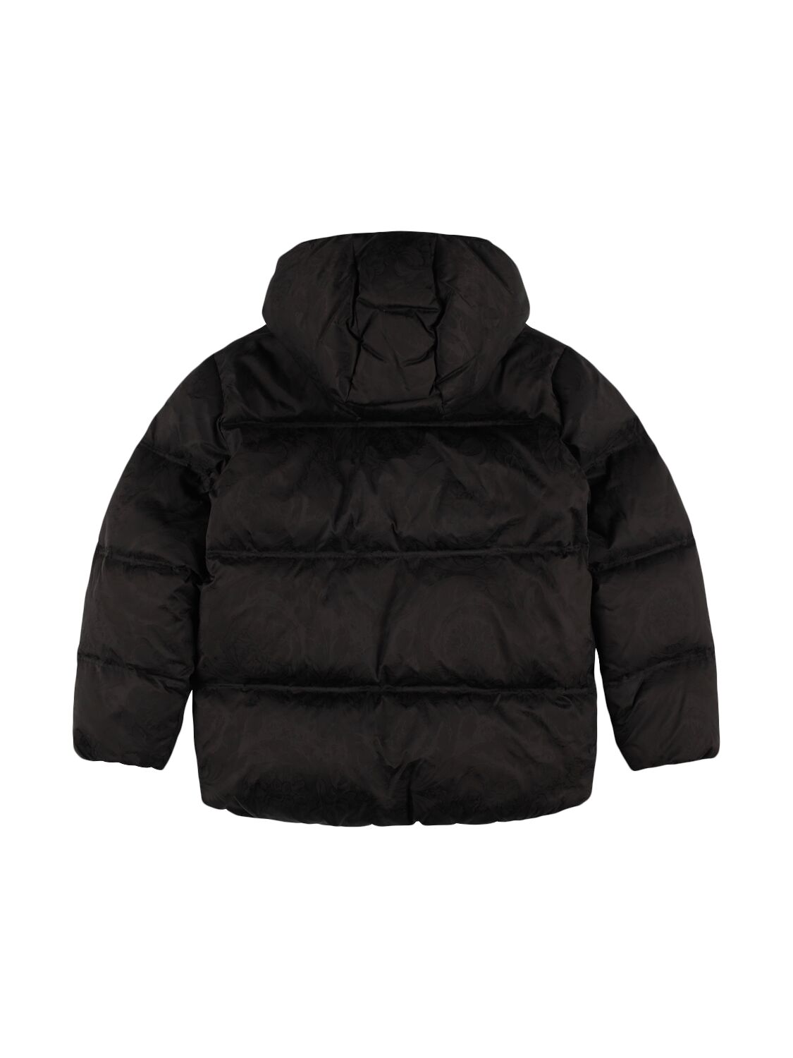 Shop Versace Hooded Poly Down Jacket In Black