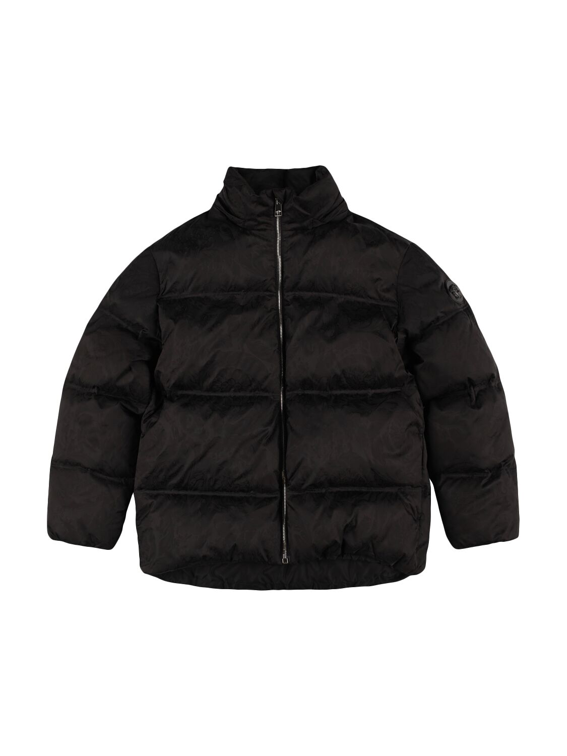 Shop Versace Hooded Poly Down Jacket In Black