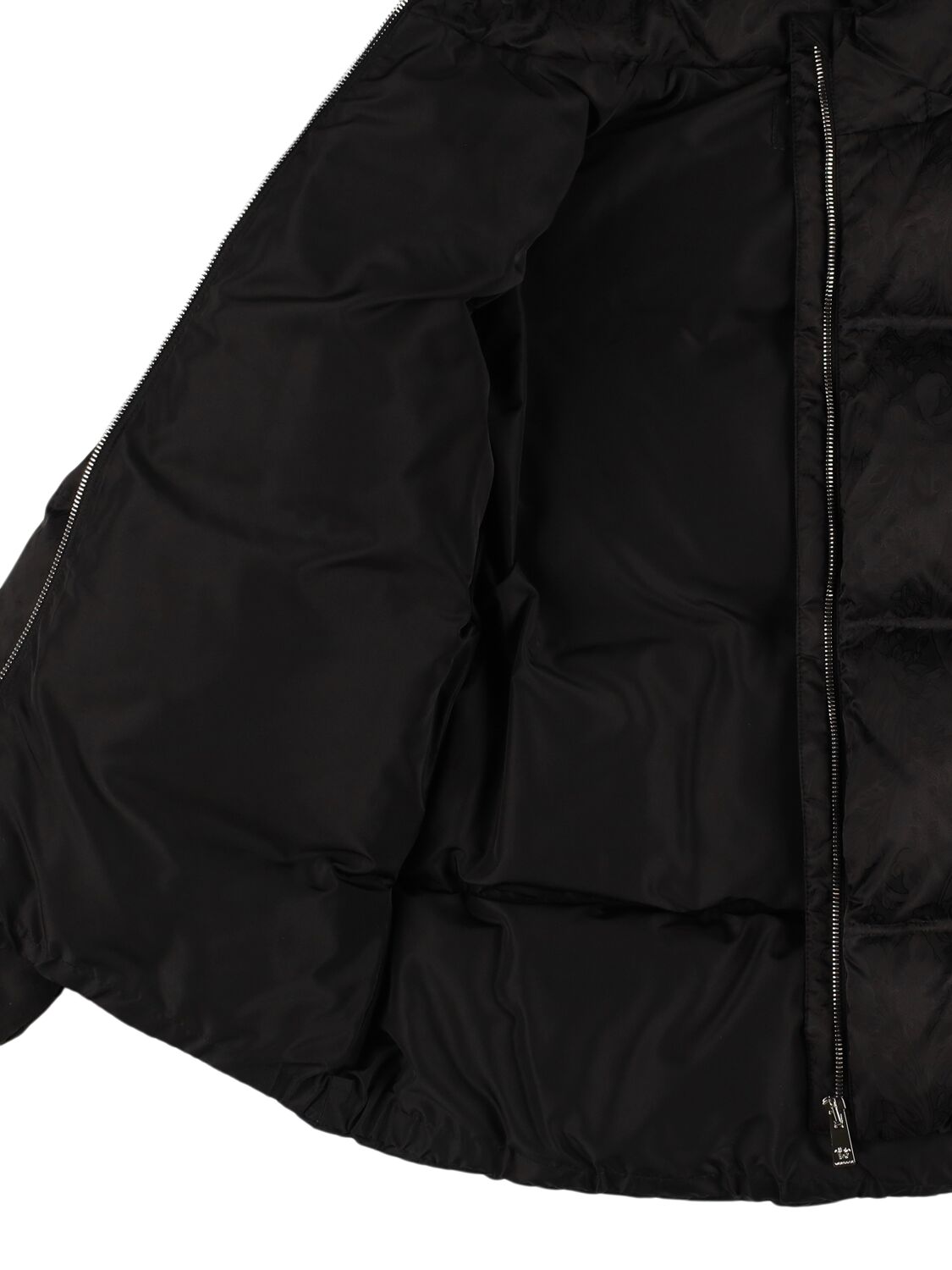 Shop Versace Hooded Poly Down Jacket In Black