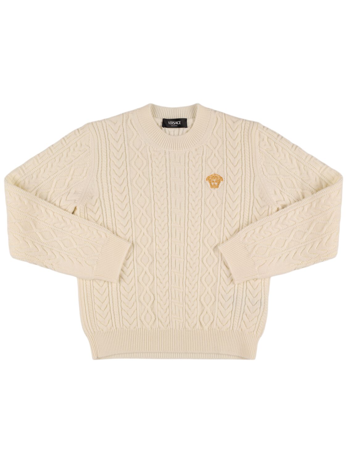 Versace Wool Knit Sweater In White