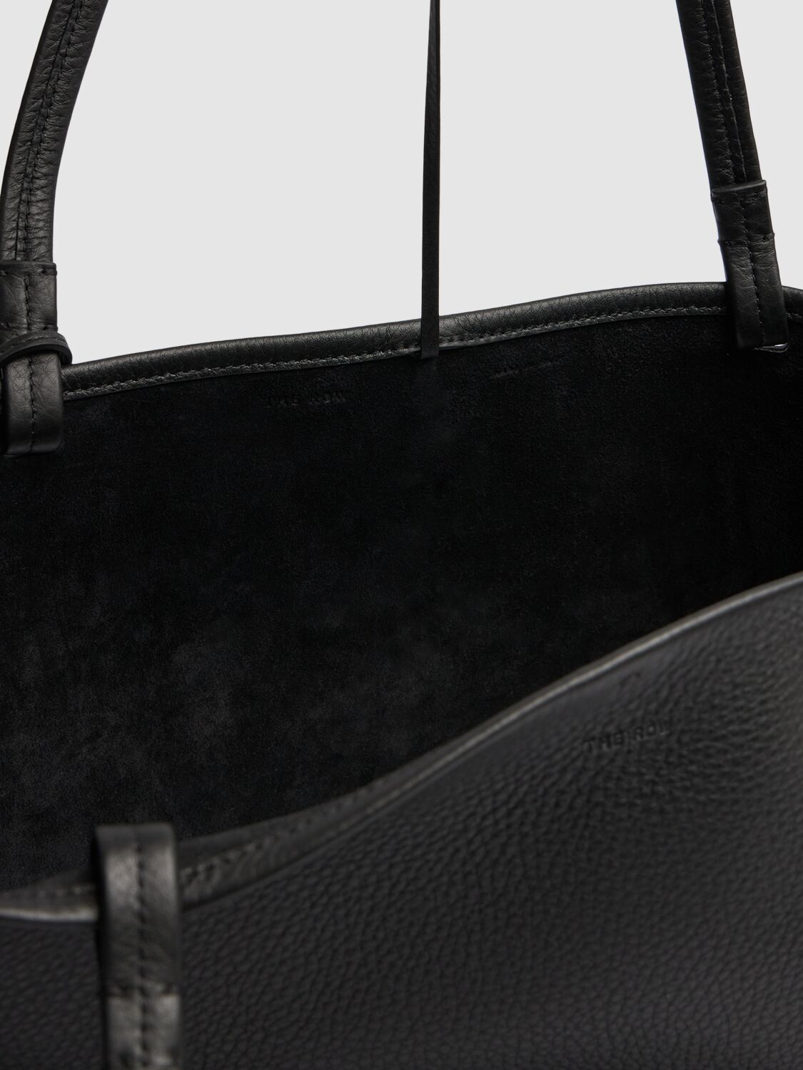The Row Park Tote Three Leather Tote Bag In Black