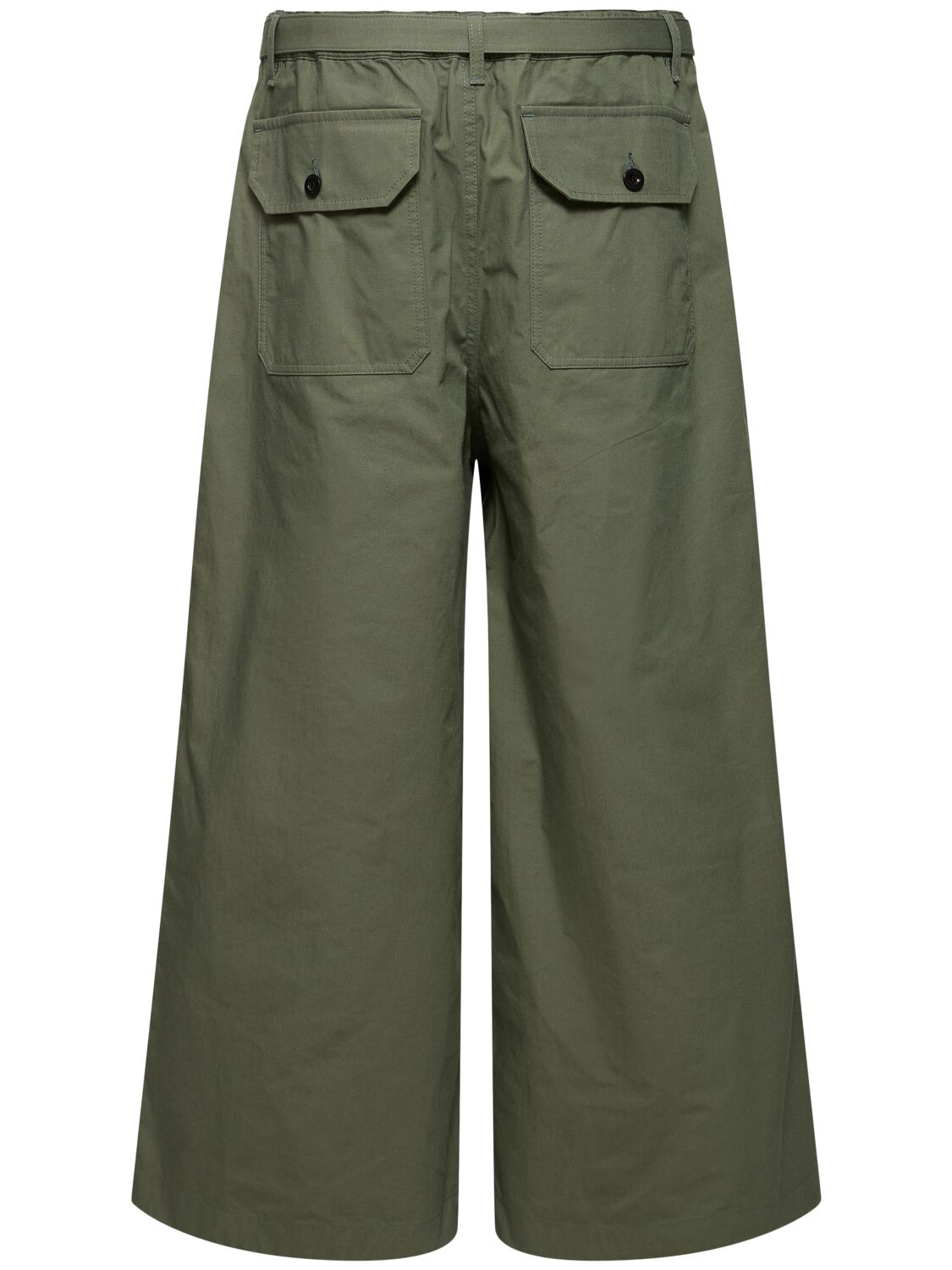 Shop Sacai Rip Stop Cotton Blend Wide Pants In Khaki