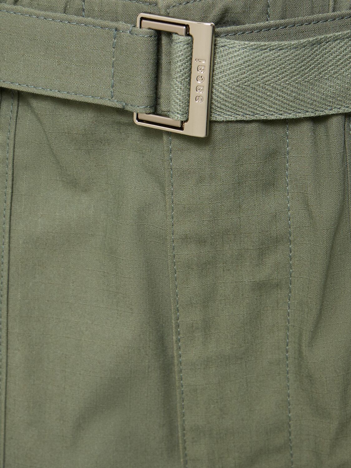 Shop Sacai Rip Stop Cotton Blend Wide Pants In Khaki