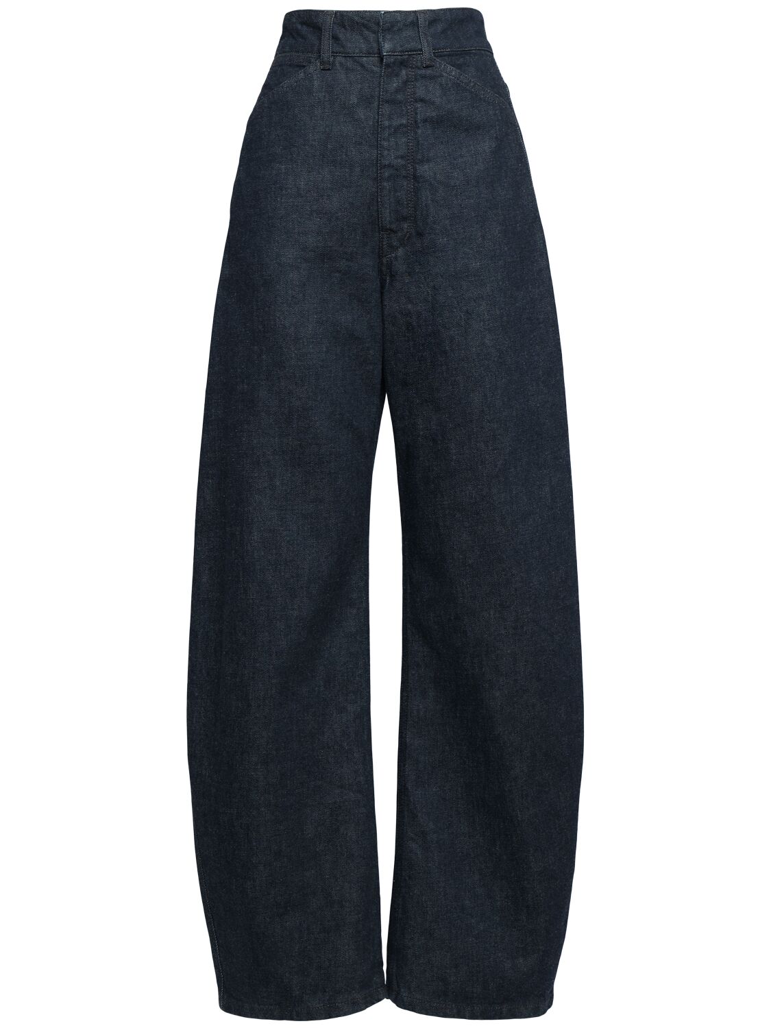 Lemaire Belted Cotton Jeans In Blue