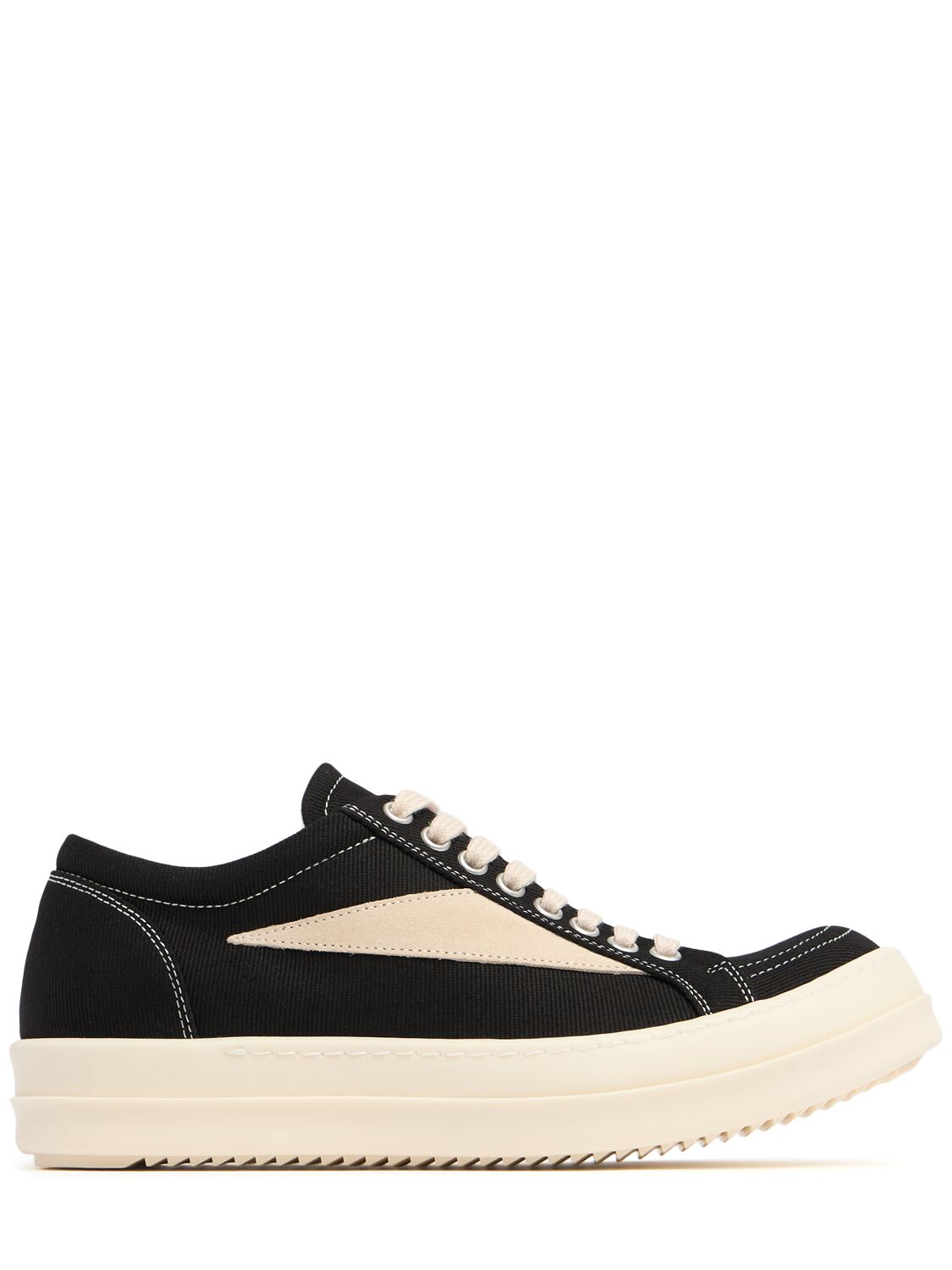 RICK OWENS DRKSHDW DENIM LOW TOP SNEAKERS