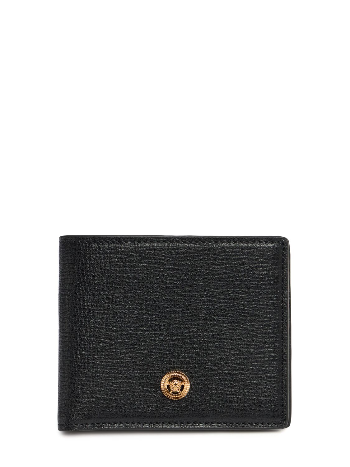 Versace Bifold Leather Wallet In Black