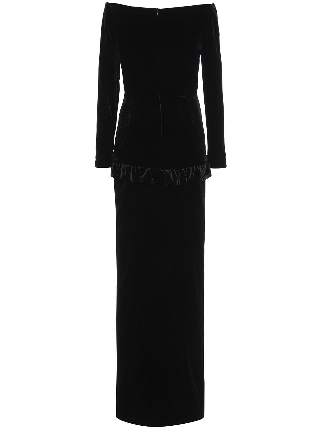 Shop Alessandra Rich Velvet Off-the-shoulder Gown In Black