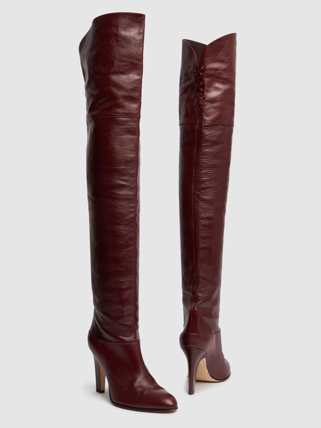 Shop Chloé 85mm Eve Leather Over-the-knee Boots In Purple