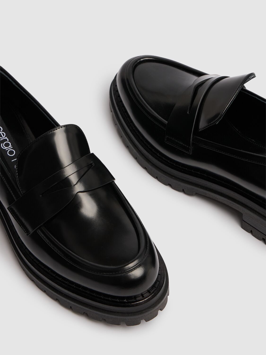 Shop Sergio Rossi 15mm Leather Loafers In Black