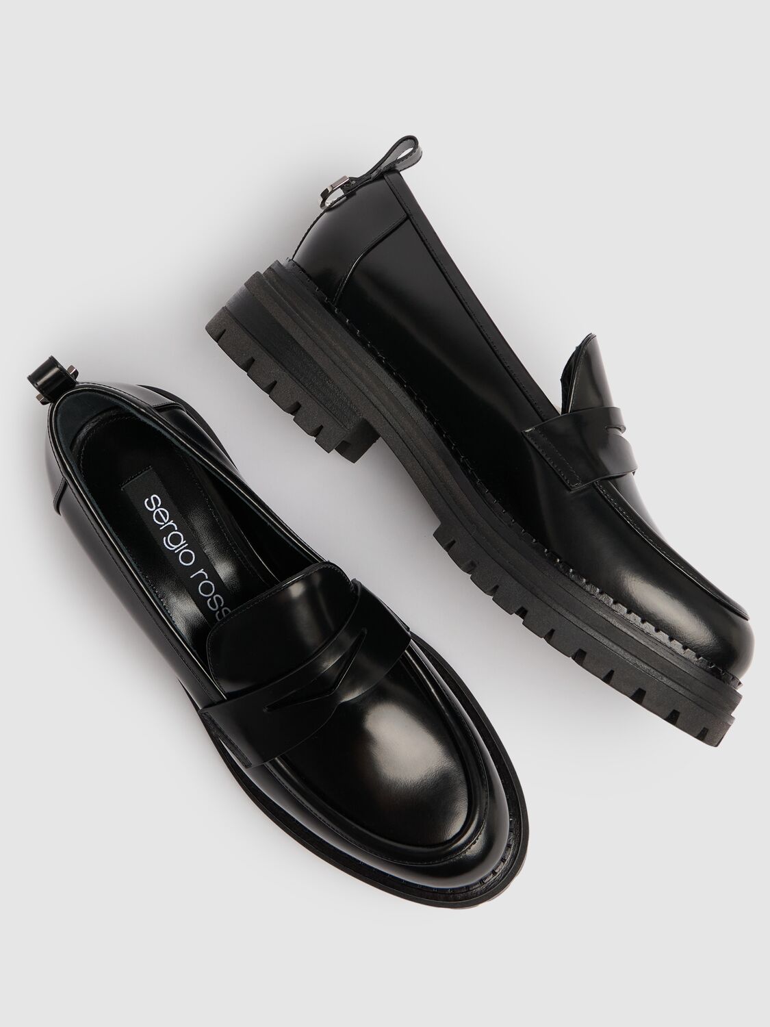 Shop Sergio Rossi 15mm Leather Loafers In Black