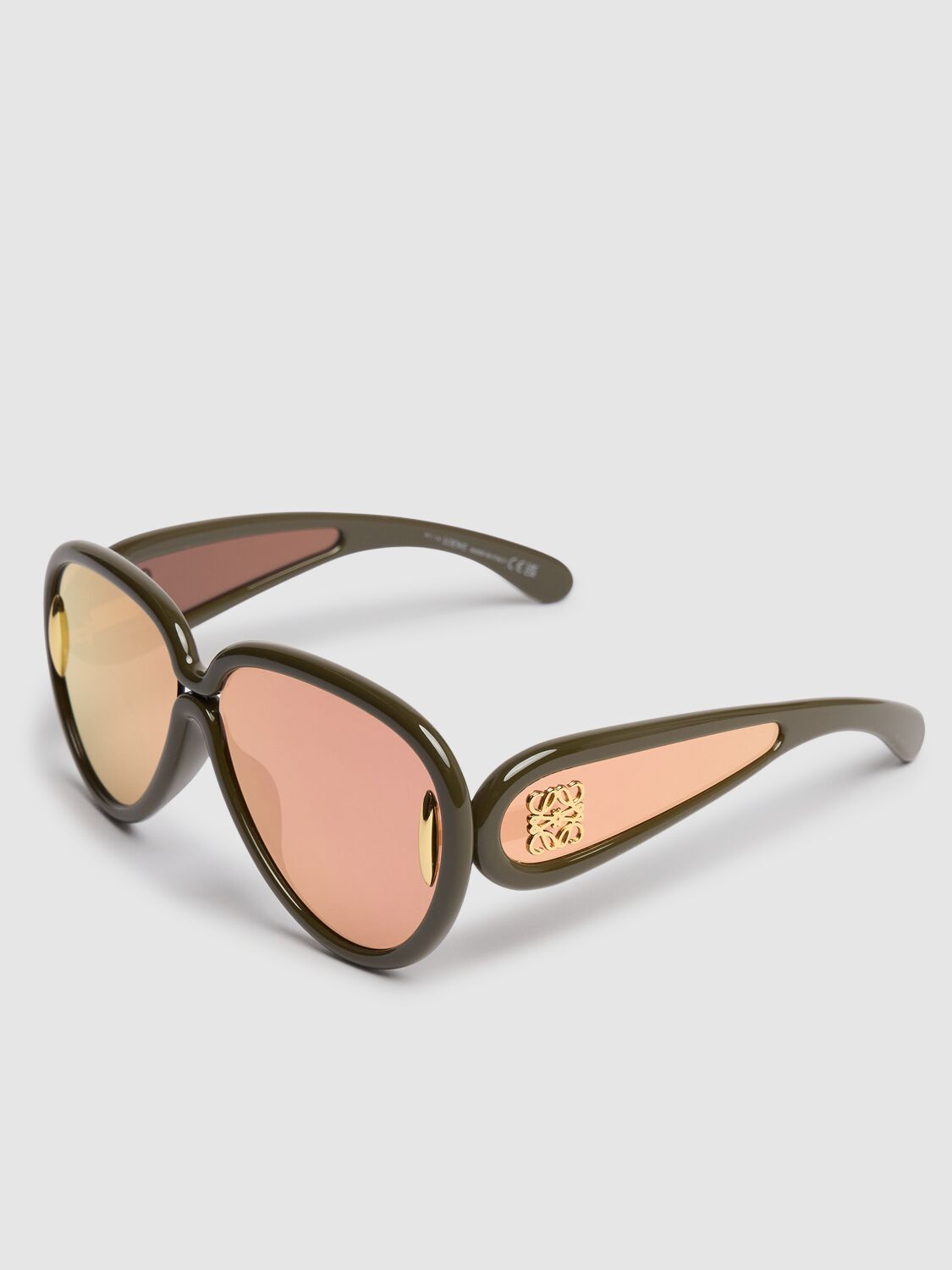 Shop Loewe Paula's Ibiza Mask Sunglasses In Dk Green/smoke