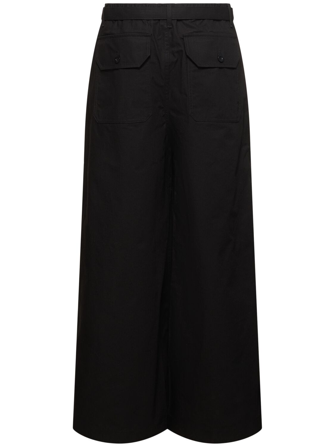 Shop Sacai Rip Stop Cotton Blend Wide Pants In Black