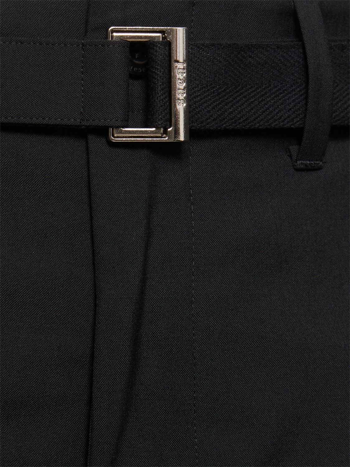 Shop Sacai Wool Blend Suiting Cargo Pants In Black