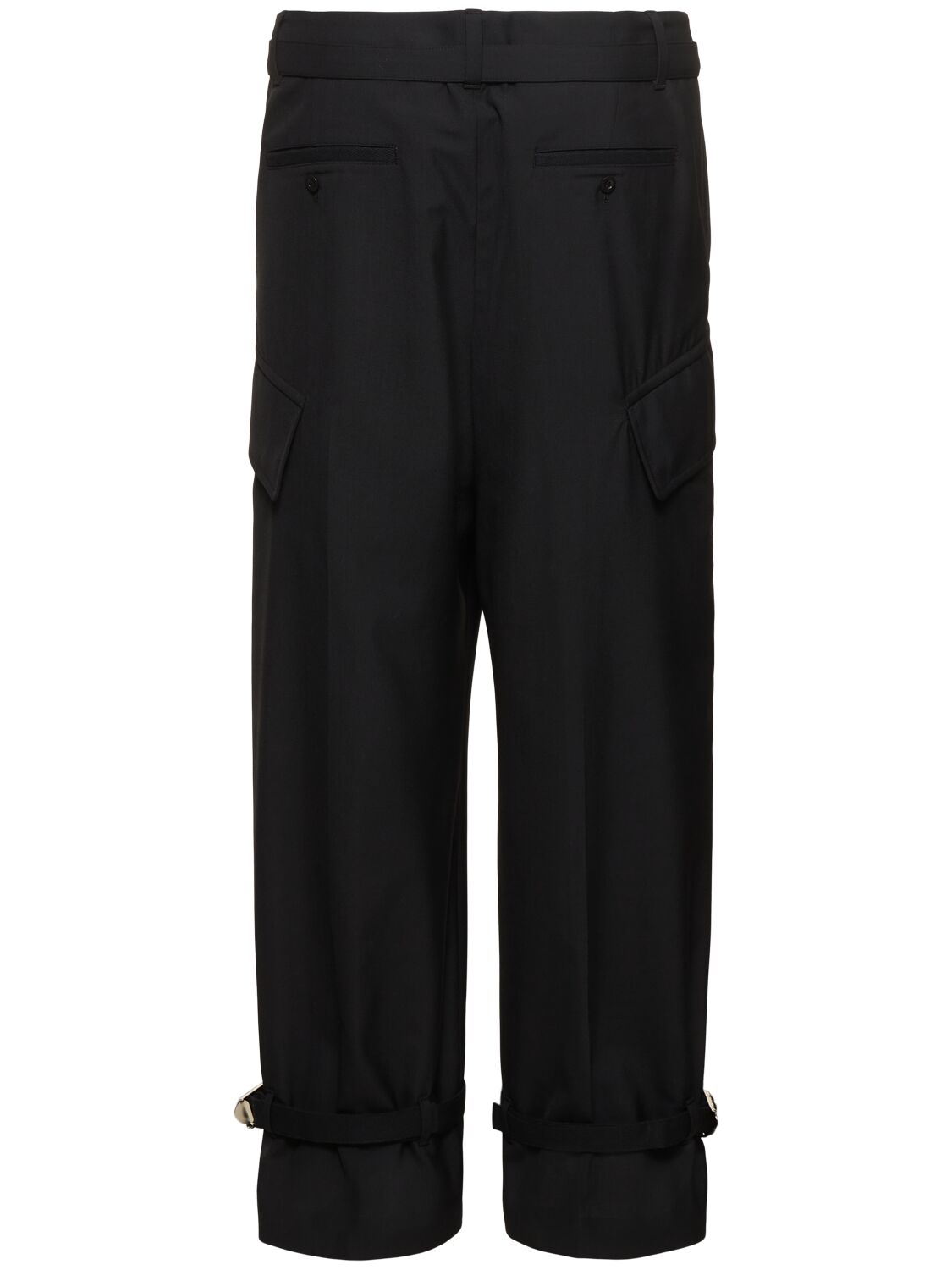 Shop Sacai Wool Blend Suiting Cargo Pants In Black