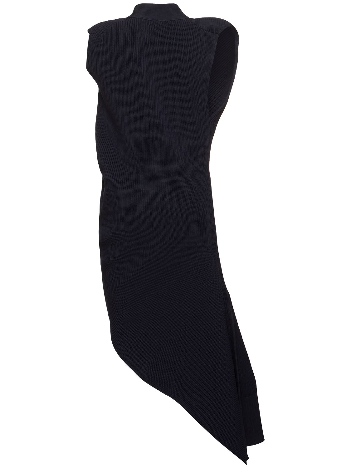 Shop Sacai Knit Asymmetric Midi Dress In Navy