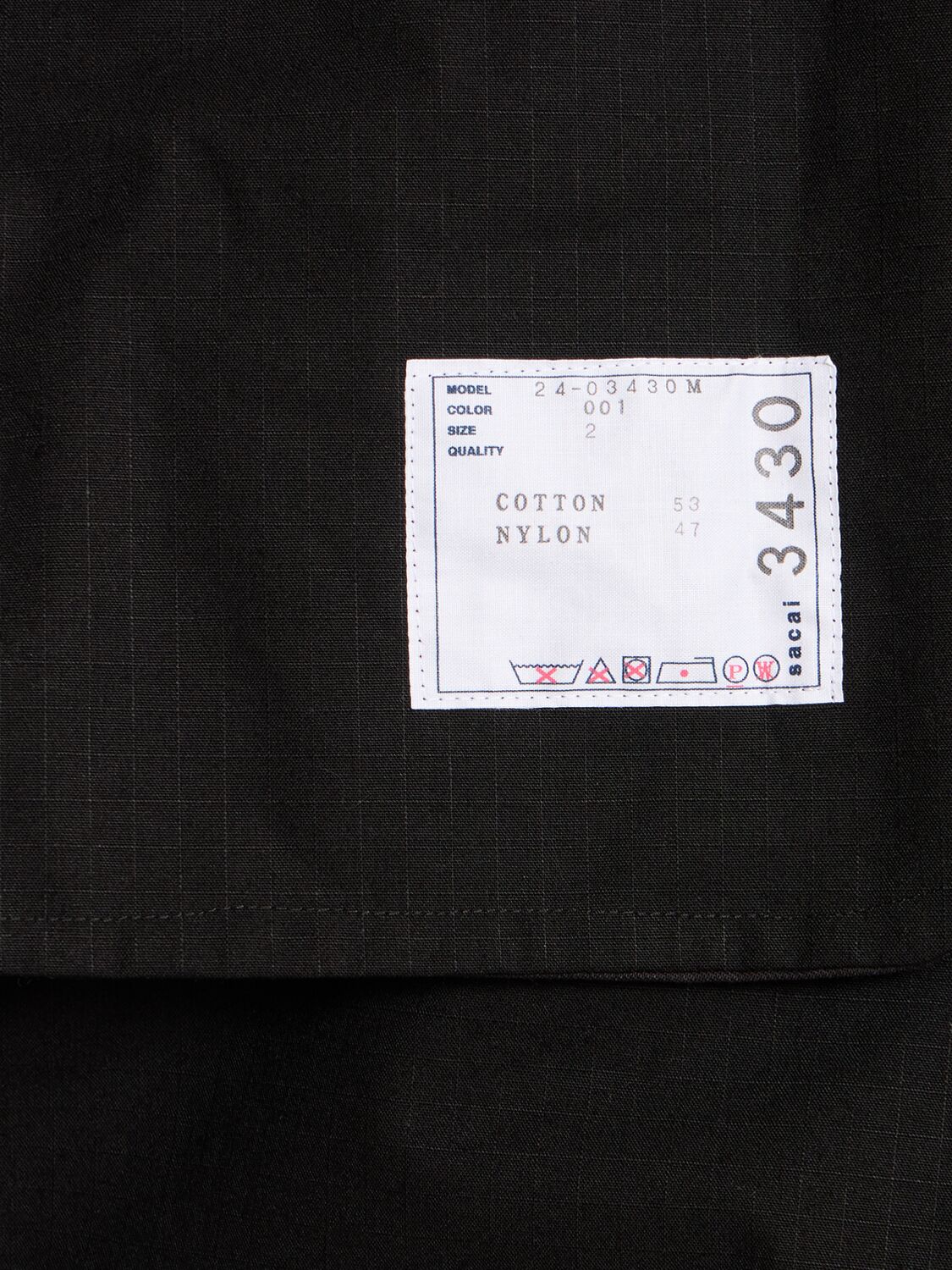 Sacai Cotton Blend Ripstop Long Coat In Black