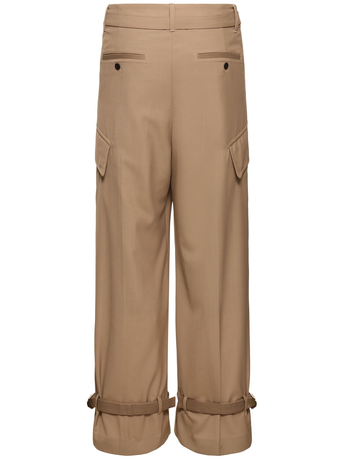 Shop Sacai Wool Blend Suiting Cargo Pants In Beige