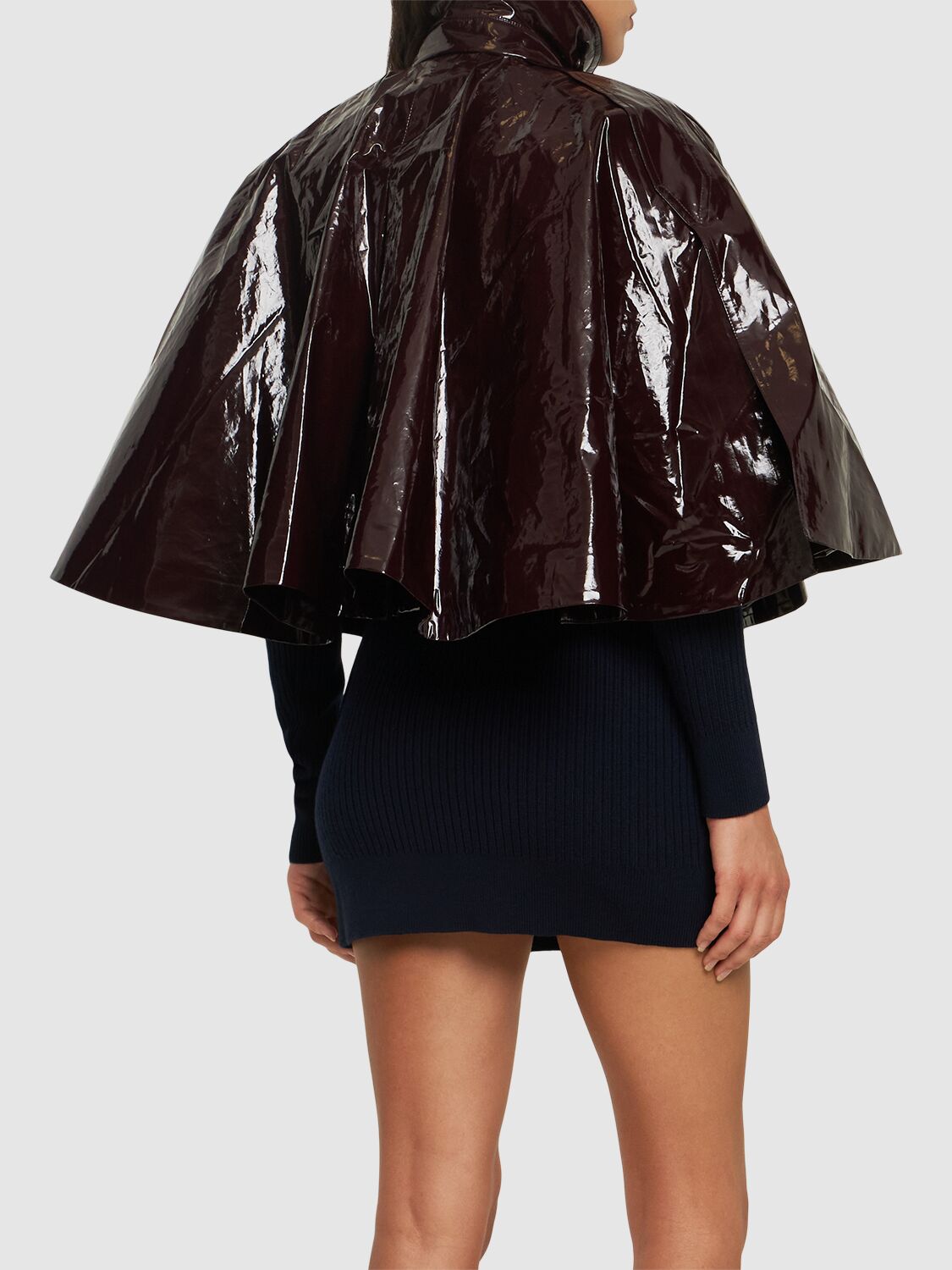 Shop Chloé Soft Shiny Cotton Cape In Dark Brown