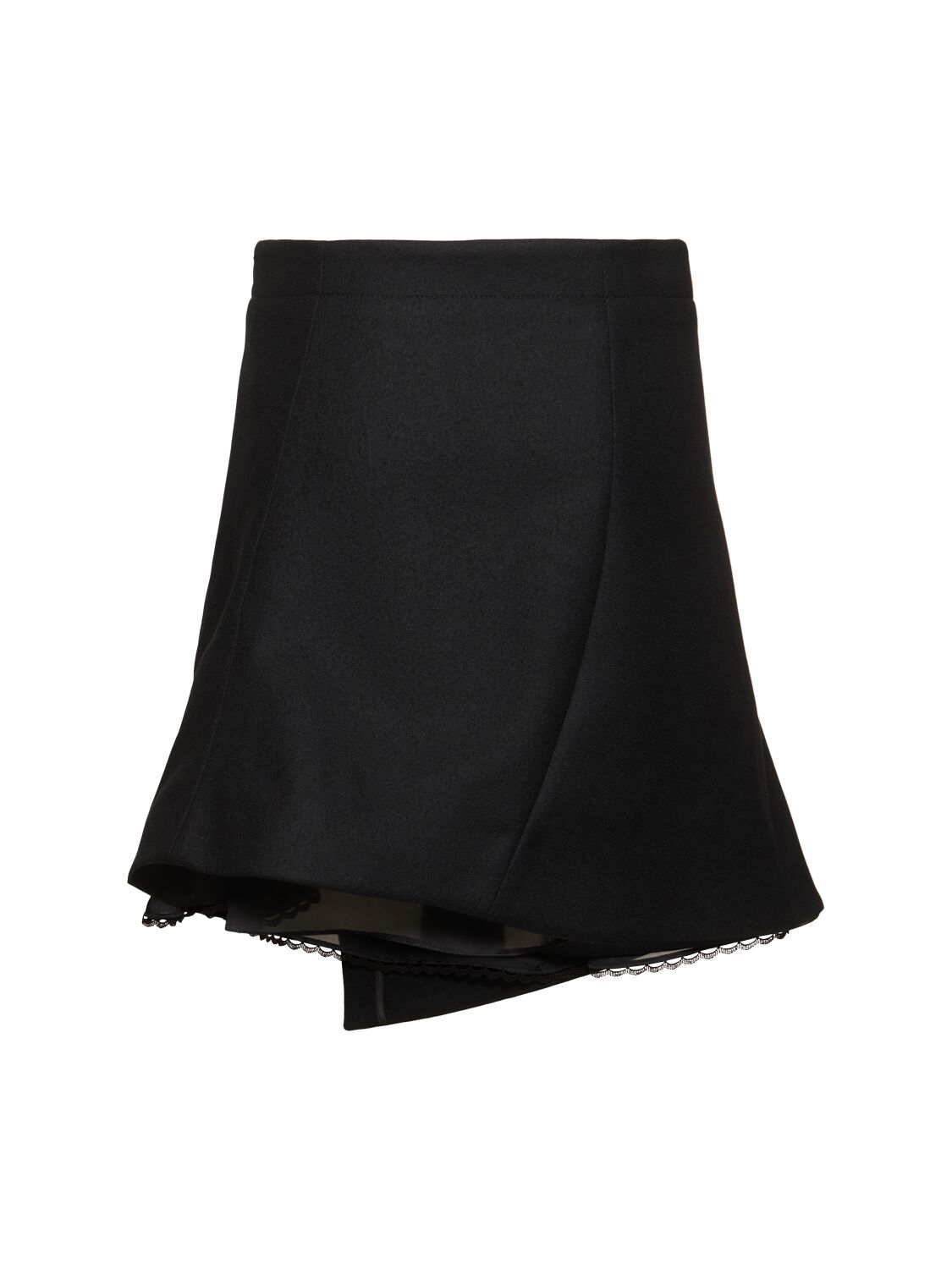 Shop Sacai Asymmetric Wool Melton Mini Skirt In Black