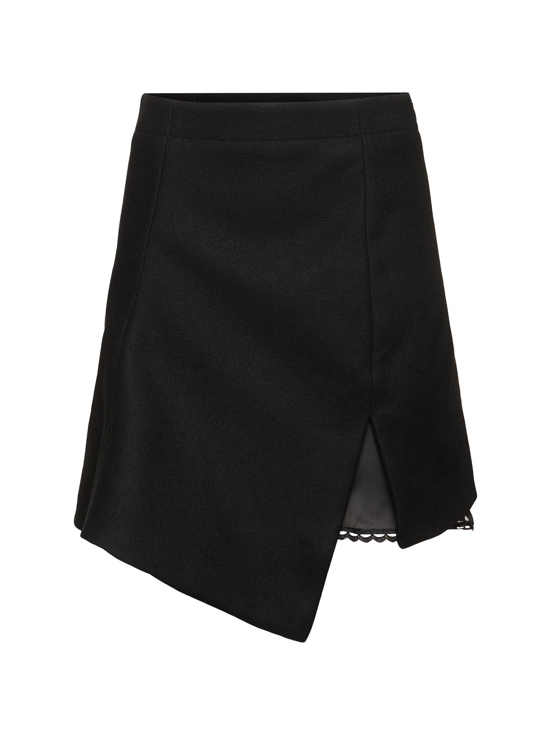 Shop Sacai Asymmetric Wool Melton Mini Skirt In Black