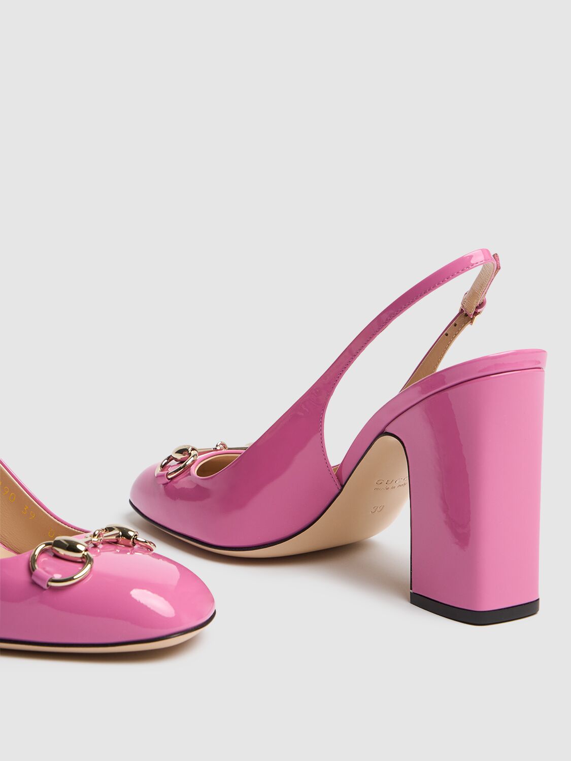 Shop Gucci 95mm Horsebit Leather Slingback Pumps In Libre Pink