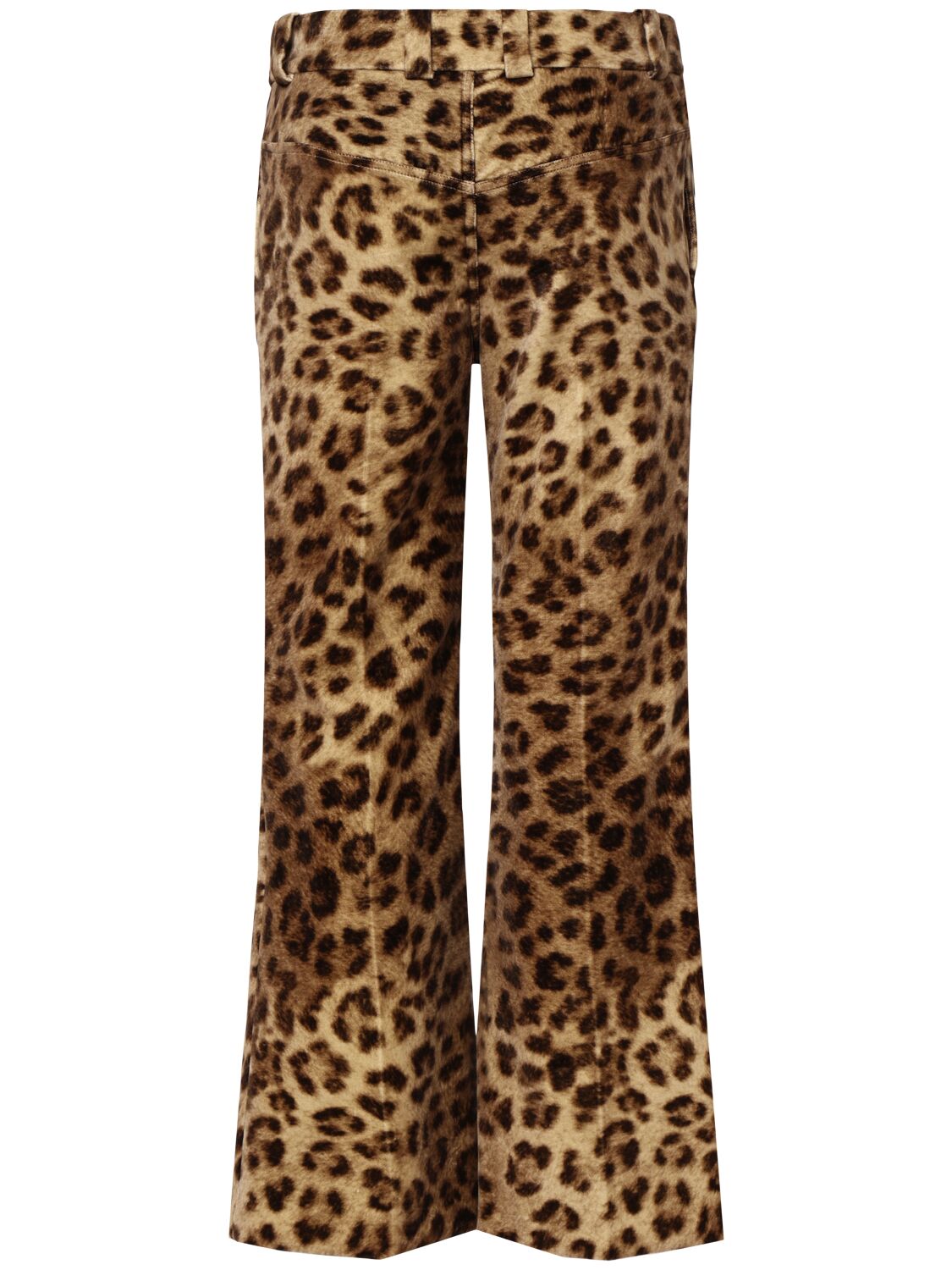 Chloé Cropped Leopard-print Cotton-velvet Straight-leg Pants In Multicolor