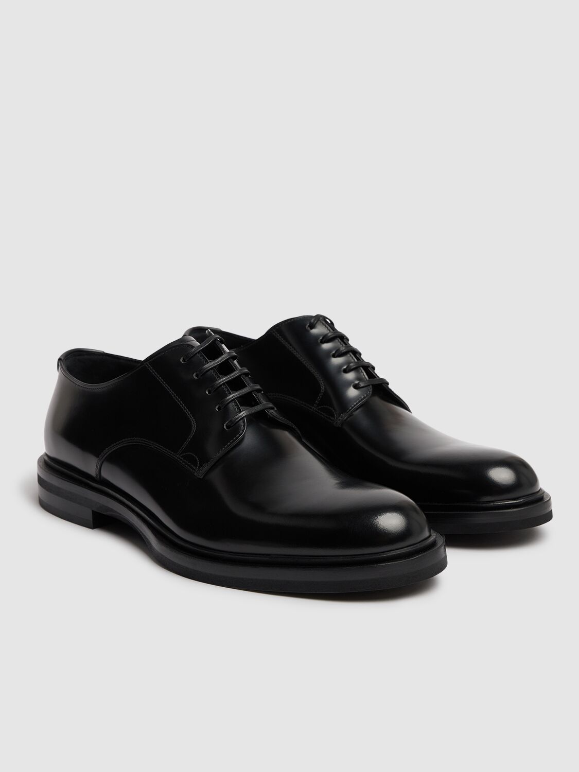 Shop Dolce & Gabbana Brushed Leather Lace-up Shoes In Black