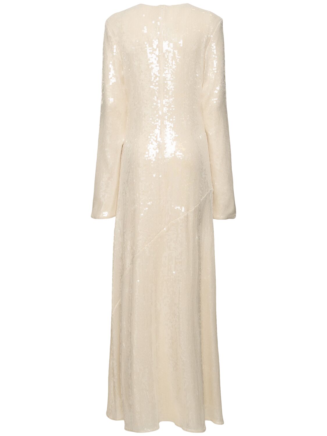 Shop Rotate Birger Christensen Embellished Long Sleeve Maxi Dress In White