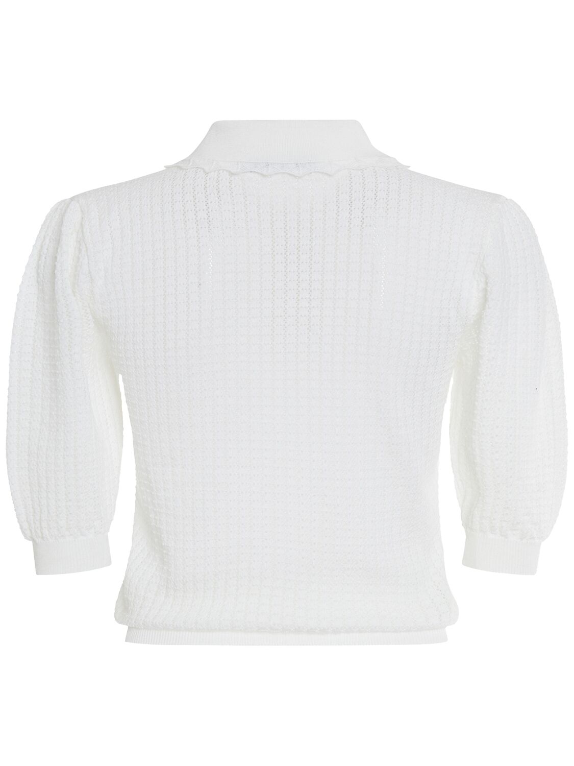 Shop Alessandra Rich Embroidered Wool Knit Top In White