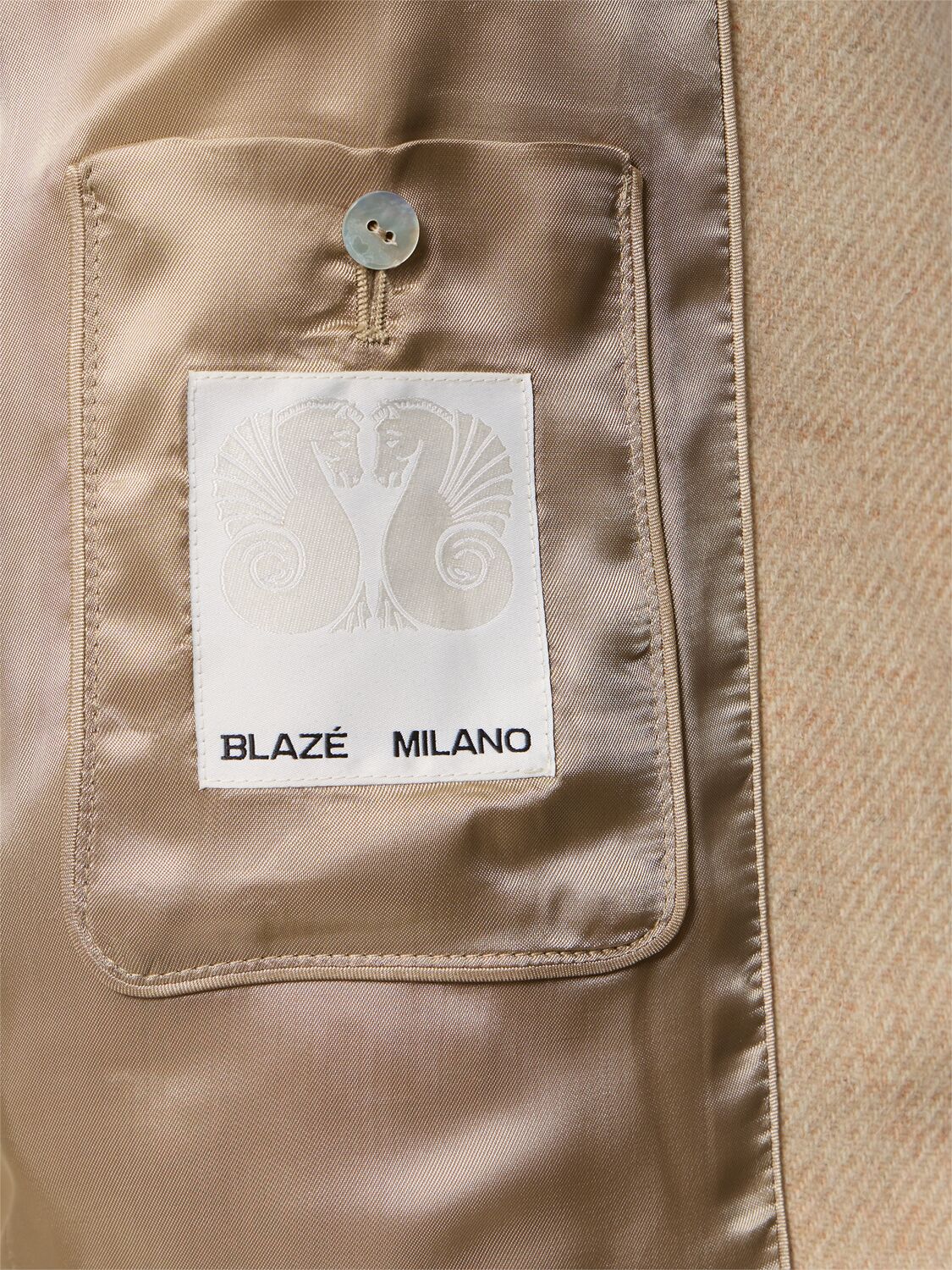 Blazé Milano All Inn Shamo Bolero Wool Blazer In Light Beige