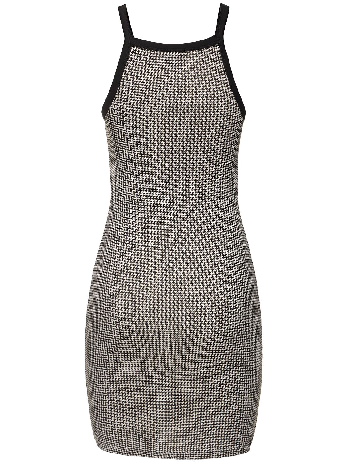 Shop Courrèges Contrast Houndstooth Cotton Mini Dress In White/black