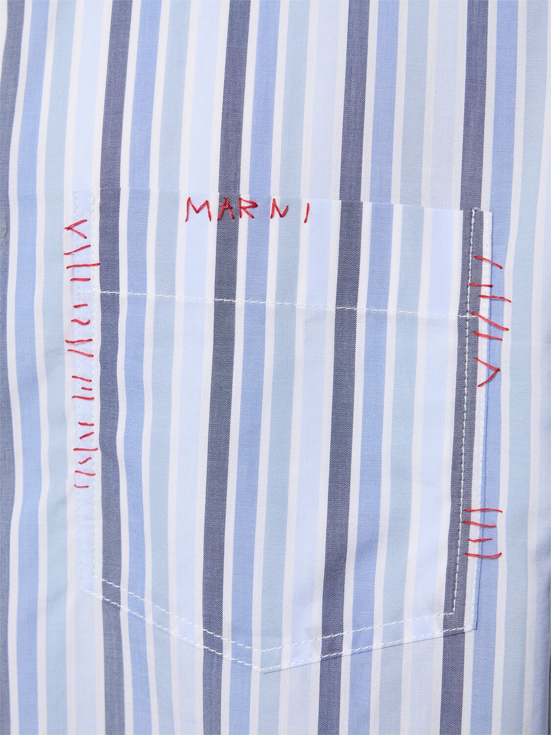 Shop Marni Striped Organic Cotton Poplin Shirt In Light Blue