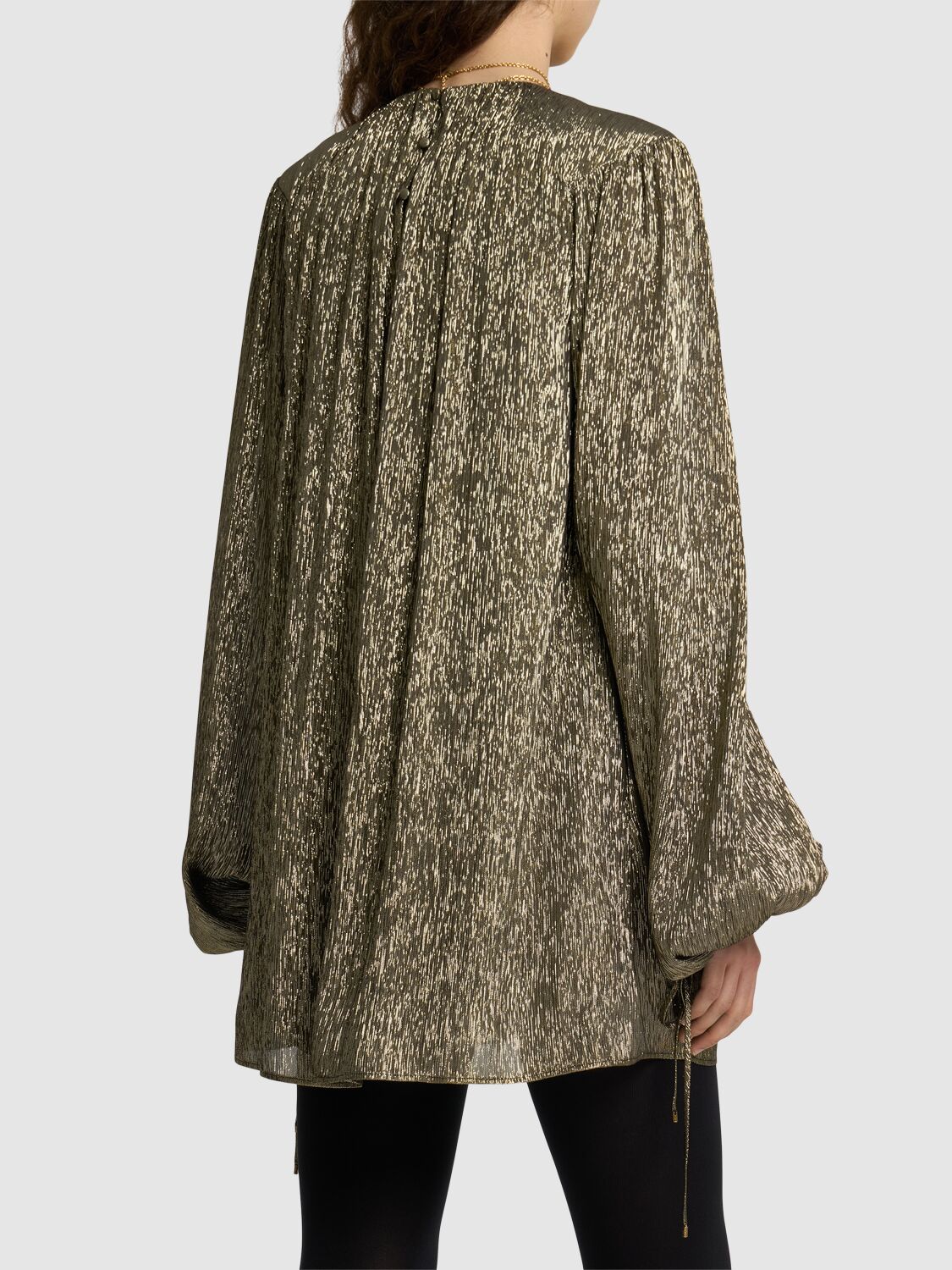 Shop Chloé Lamé Silk Blend Mini Dress In Black/gold