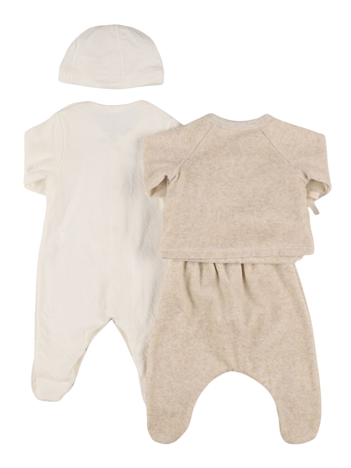 Shop Petit Bateau Cotton Cardigan, Bodysuit, Pants & Hat In White/beige