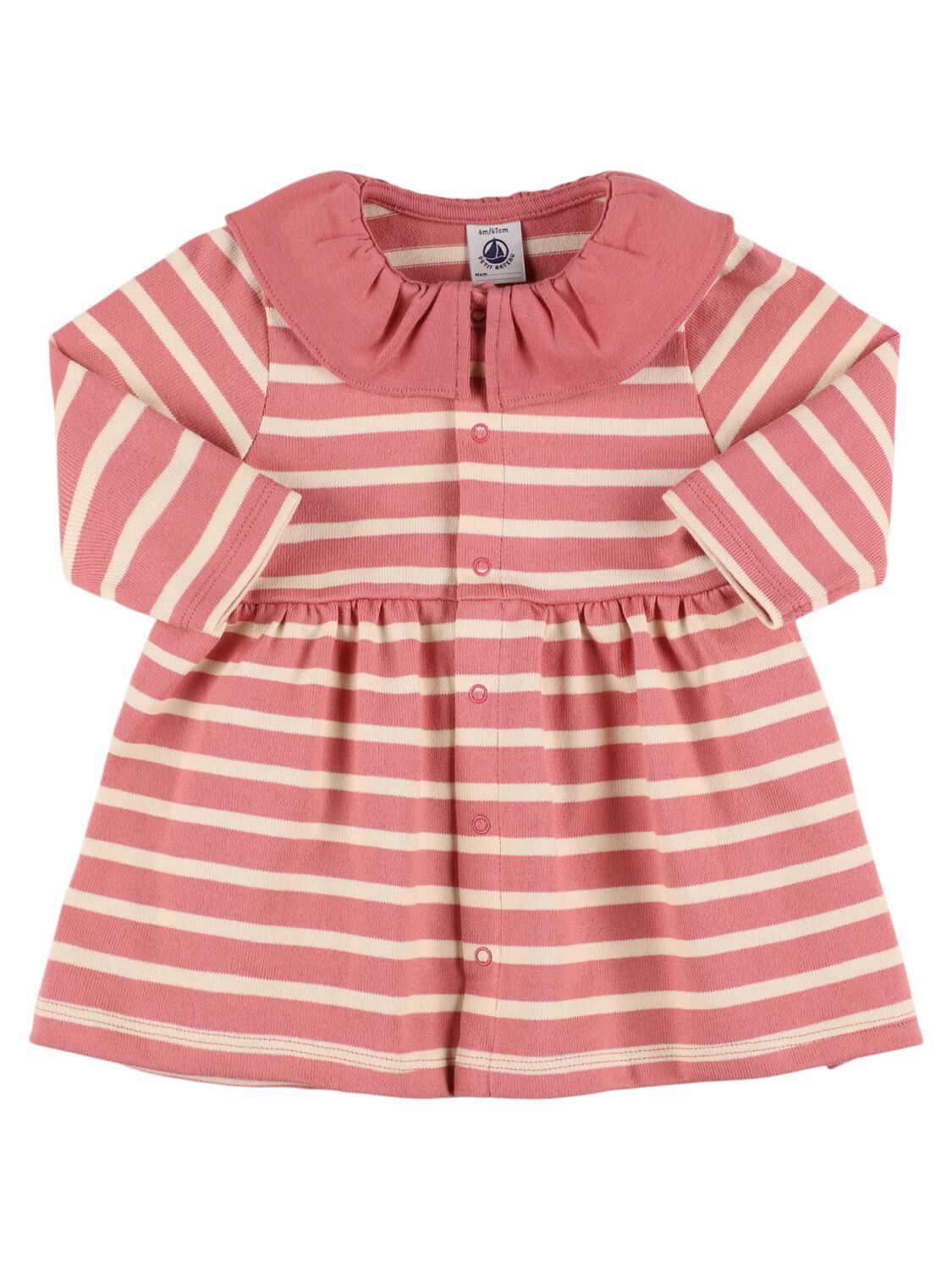 Petit Bateau Printed Cotton Dress In Pink/white