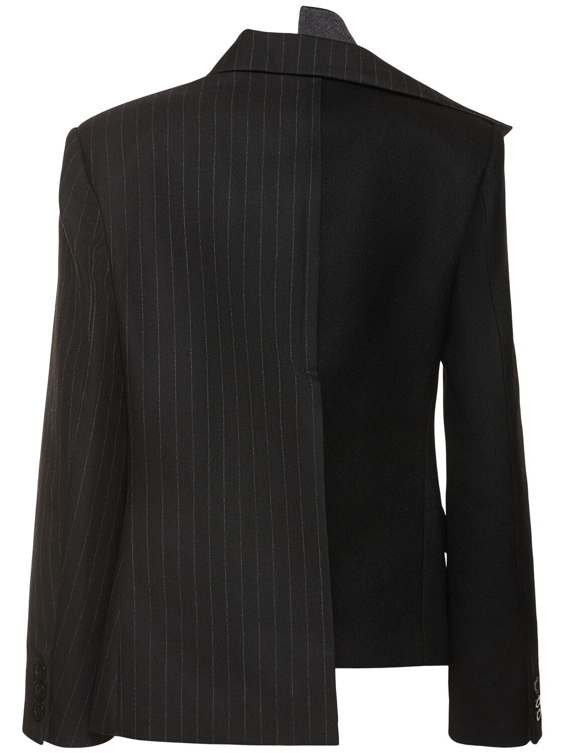 Shop Sacai Chalk Stripe & Wool Melton Blazer In Black