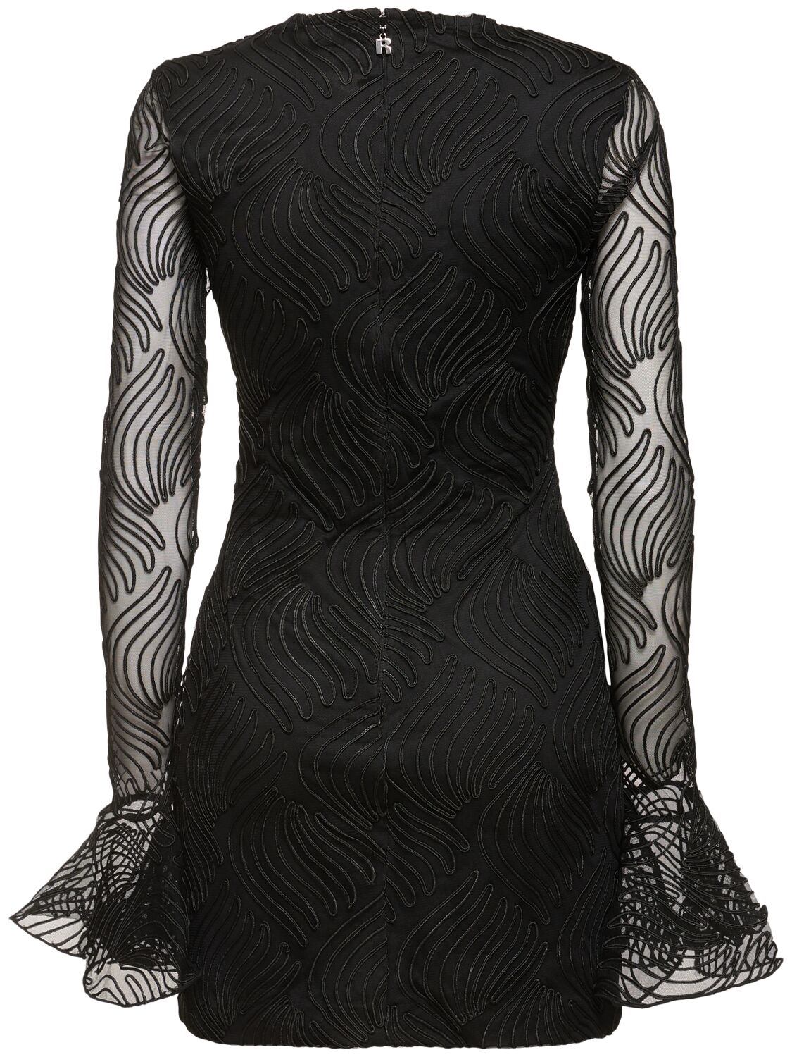 Shop Rotate Birger Christensen Shiny Ruffled Mini Dress In Black