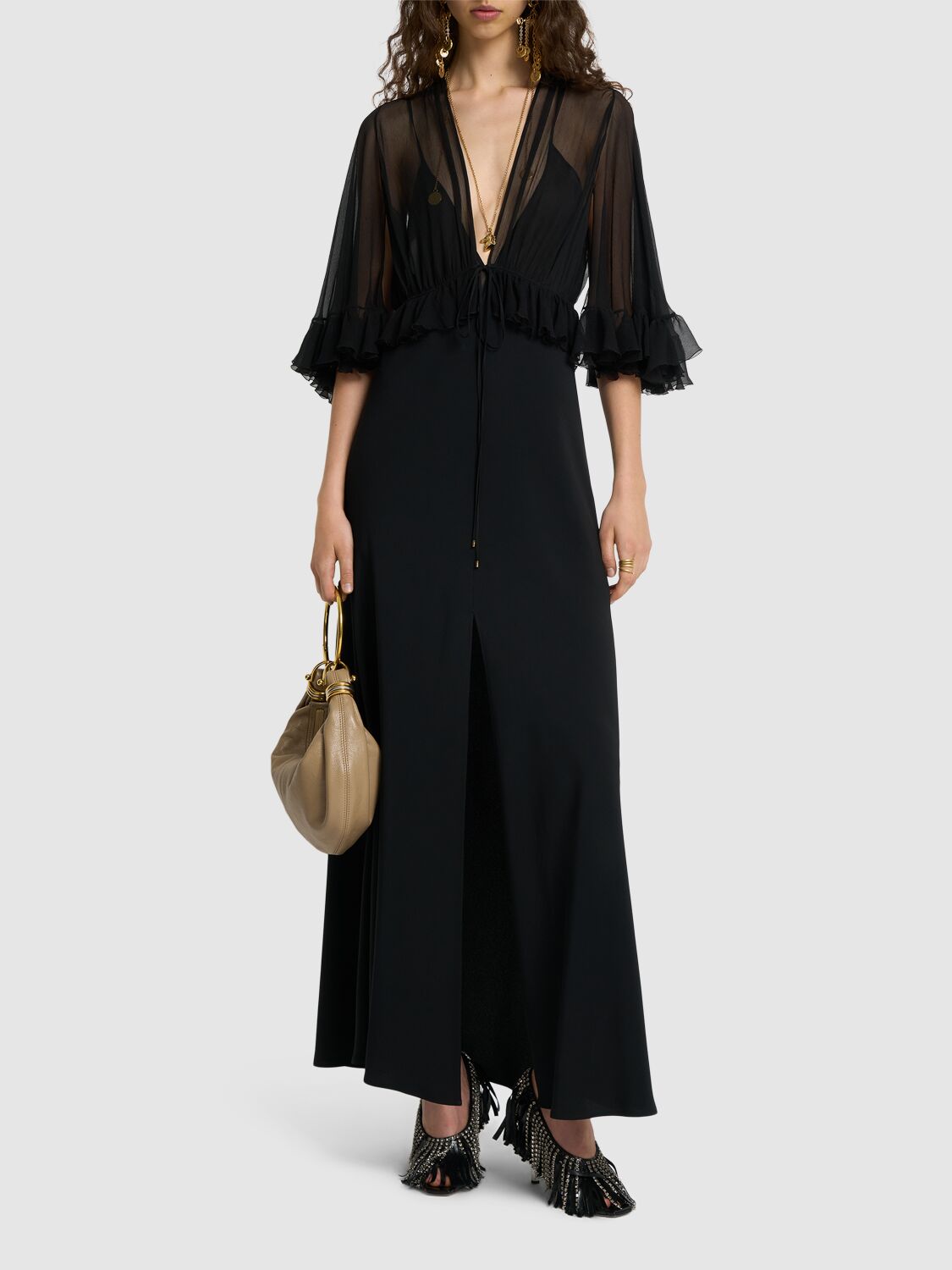 CHLOÉ SILK GEORGETTE LONG DRESS 