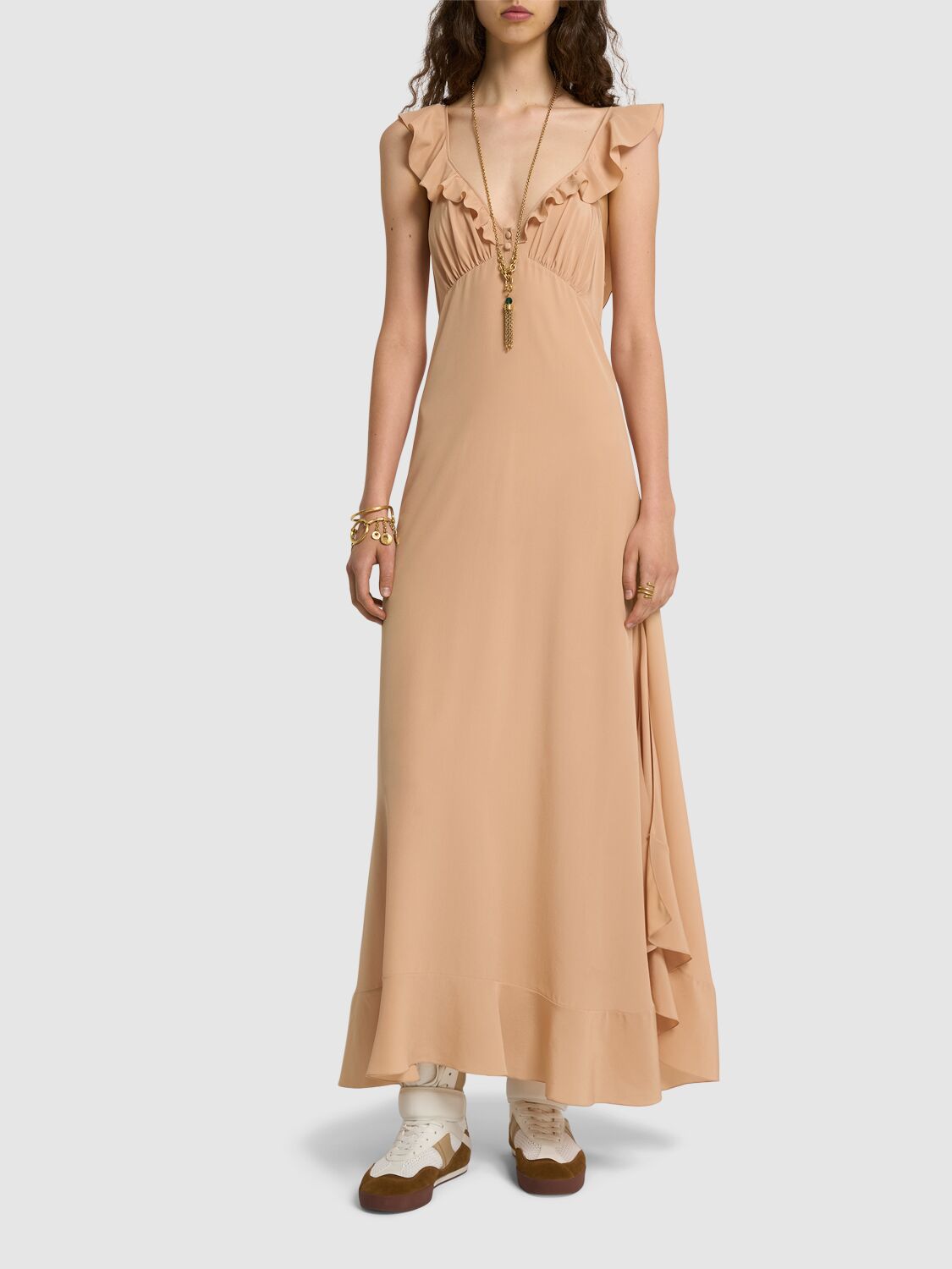CHLOÉ SILK CREPE DE CHINE LONG DRESS 