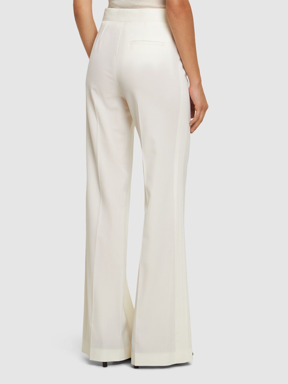 Shop Stella Mccartney Tailored Wool Blend Flared Pants In Cream