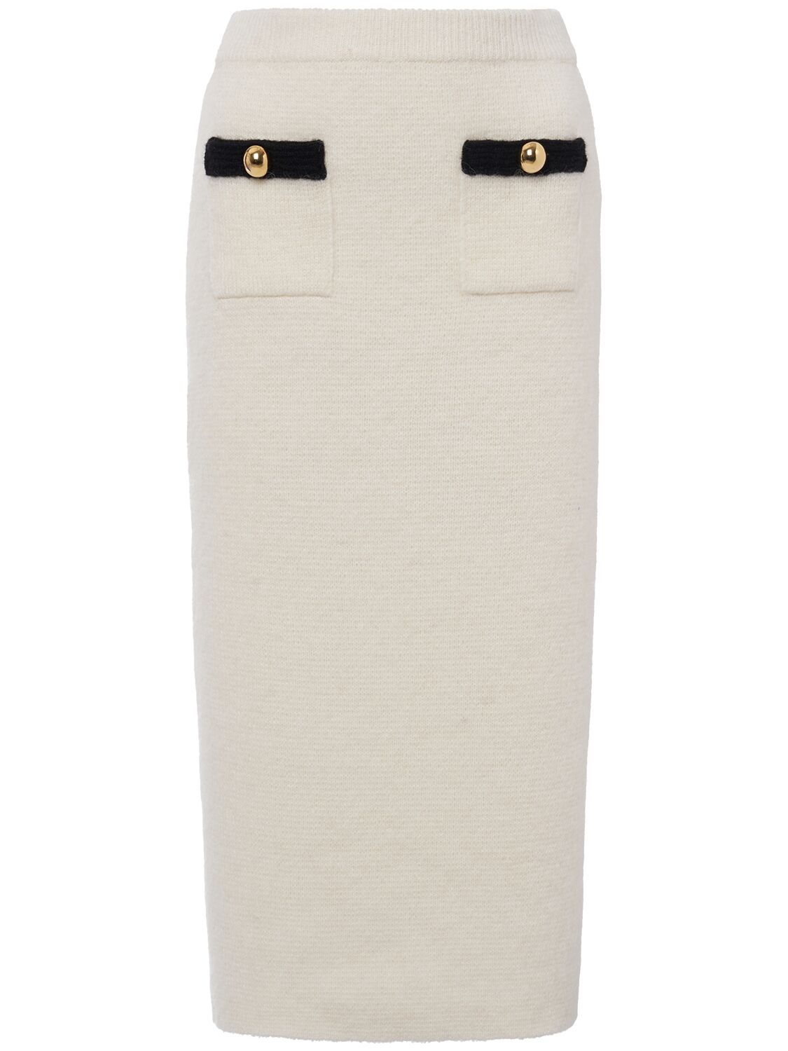 Shop Alessandra Rich Alpaca Blend Knit Midi Skirt In White