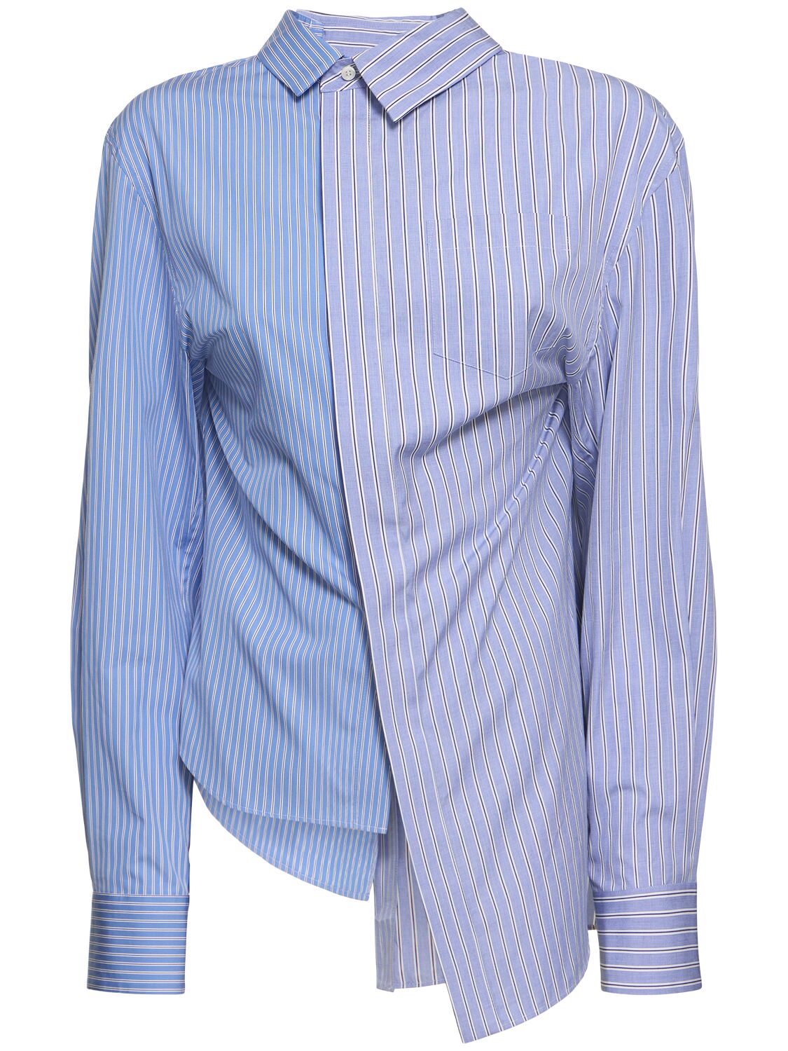 Shop Sacai Asymmetric Cotton Poplin Shirt In Blue/multi